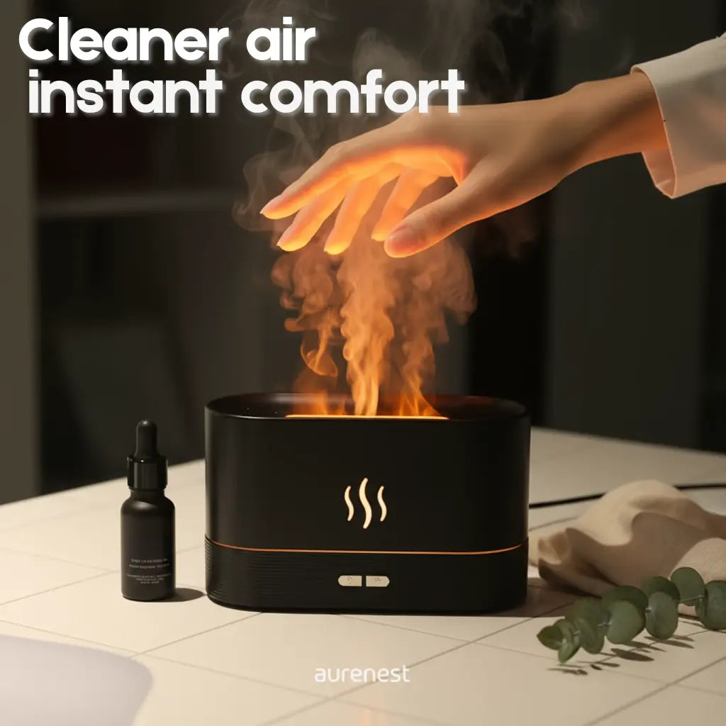 Aurenest Flame Humidifier – Relaxing Mist Light